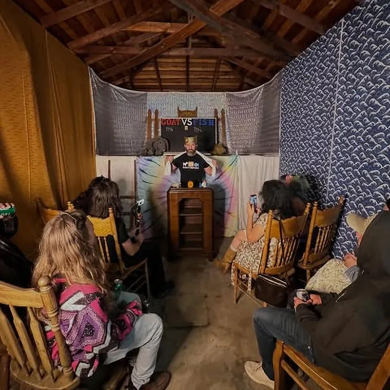 Sunday Serversus inside the wooden Vst Temple in Encino